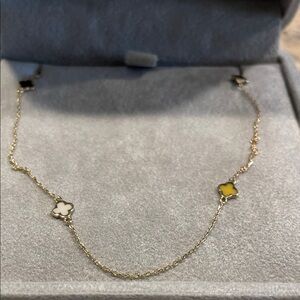 14k yellow gold  Station Necklace with multi colors charms